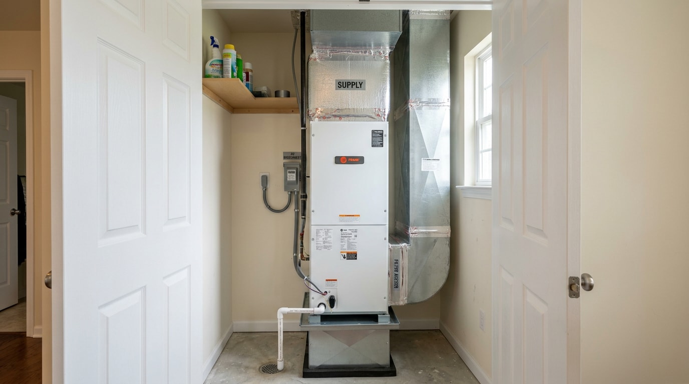AC air handler unit installed in a Rosedale, MD home