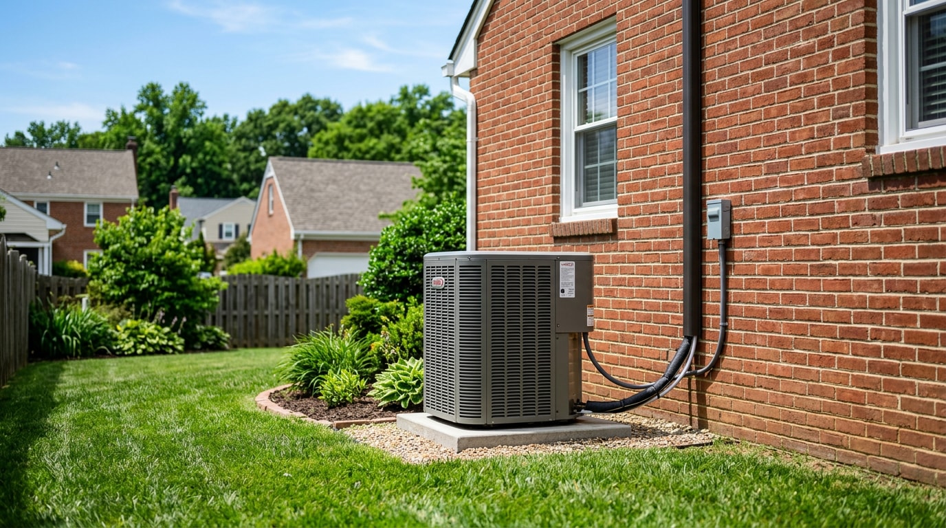 Outdoor air conditioning condenser unit at a Perry Hall, MD home