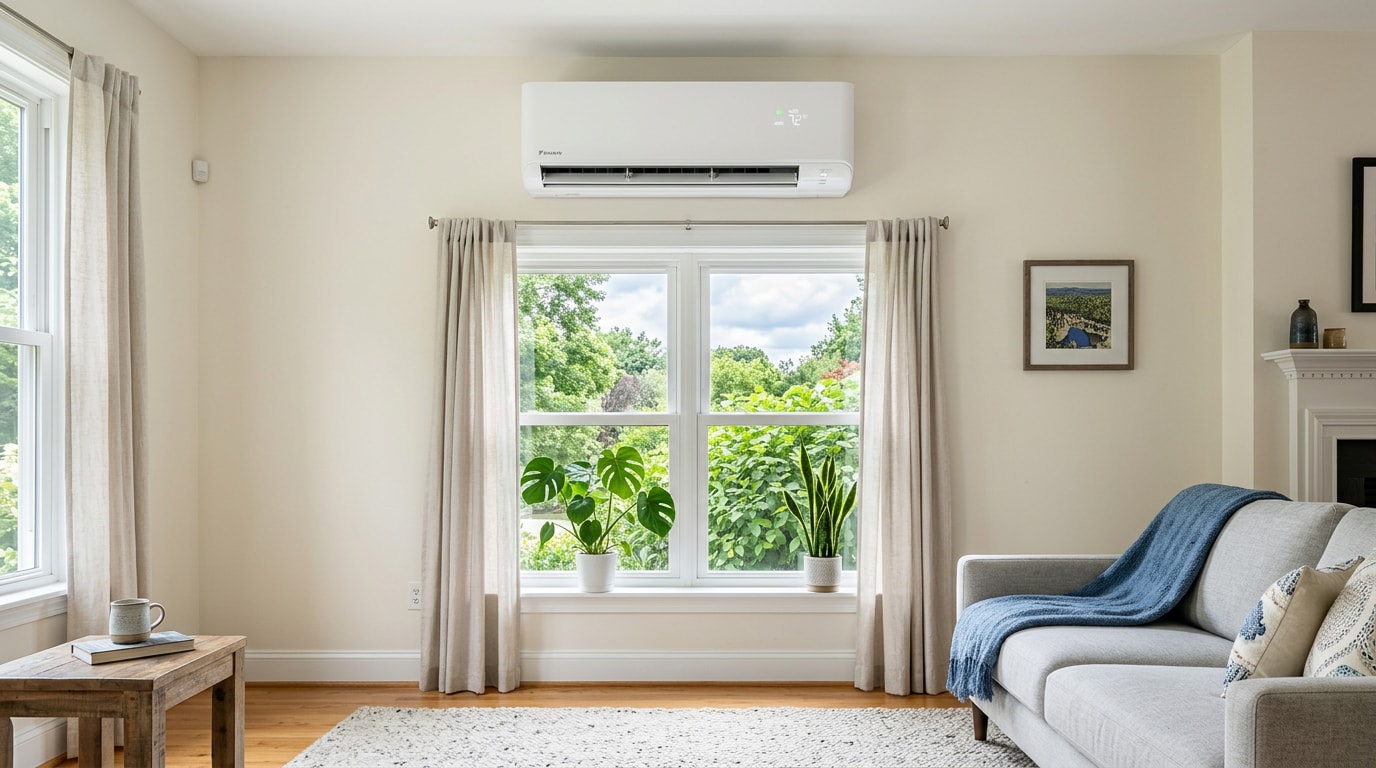 Ductless mini split indoor unit installed in a Timonium, MD home